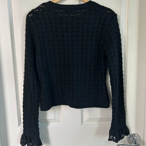 Zara Womens Pointelle Button Down Knit Cardigan Flare Lace Cuffs Whimsigoth Vibe - Picture 6 of 13